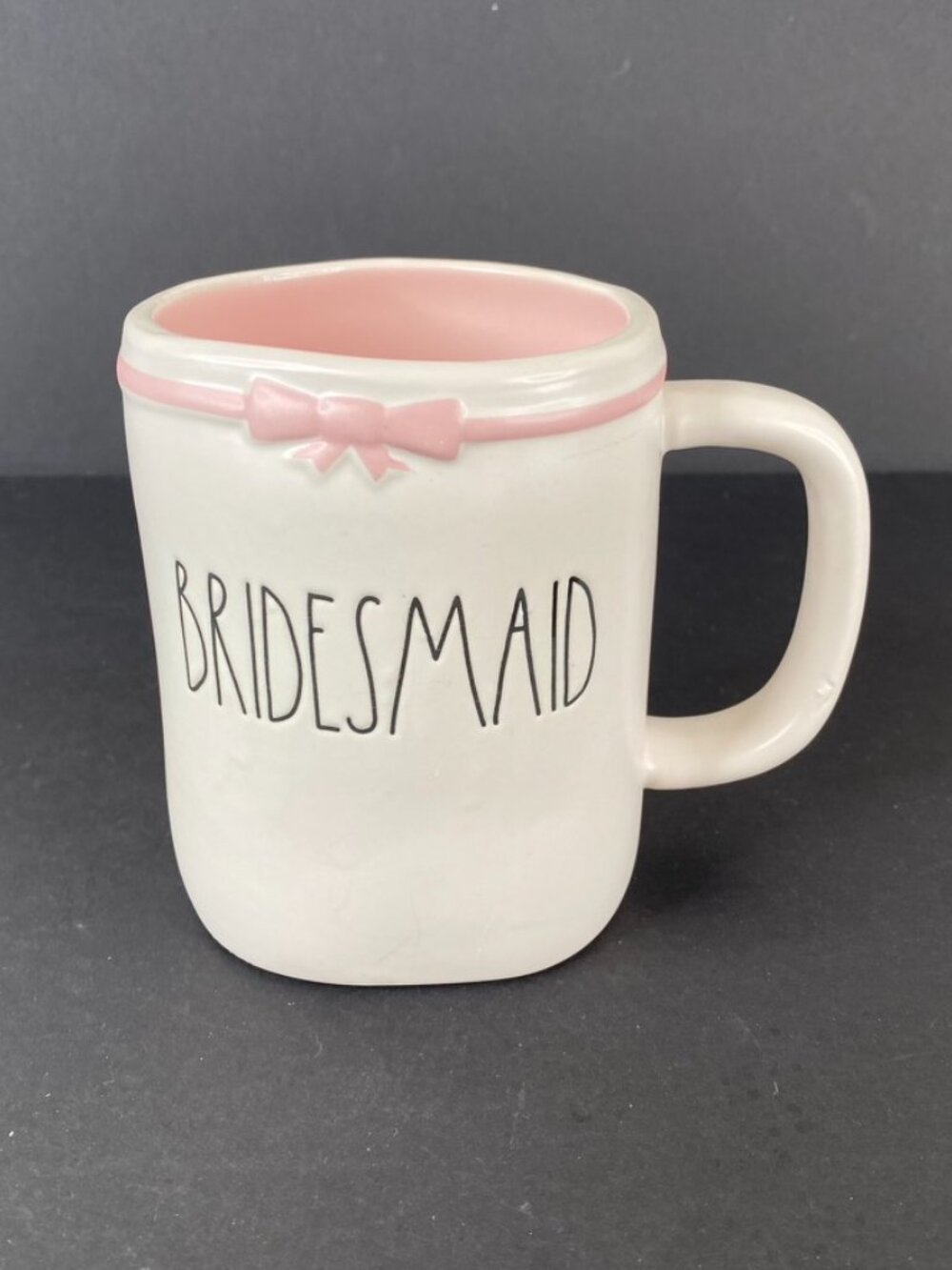 Rae Dunn Bridesmaid Pink Bow Mug NEW